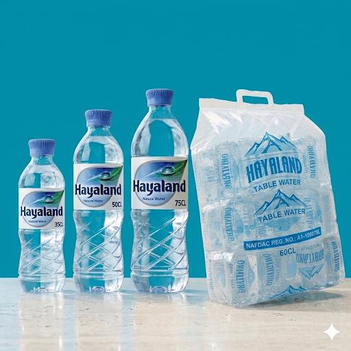 Hayaland bottled water and sachet water products